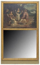FRENCH GILTWOOD TRUMEAU MIRROR