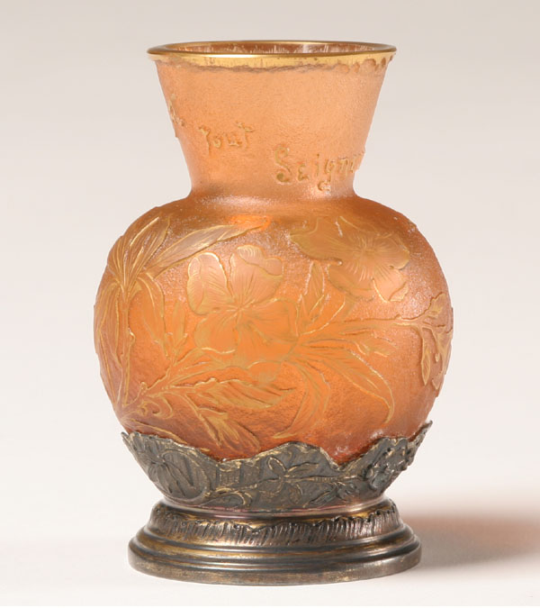 French glass vase inset into