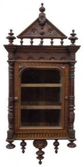 FRENCH GLAZED PINE WALL-MOUNTE