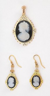 FRENCH GOLD AND AGATE CAMEO DE