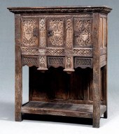 French Gothic oak court cupboa