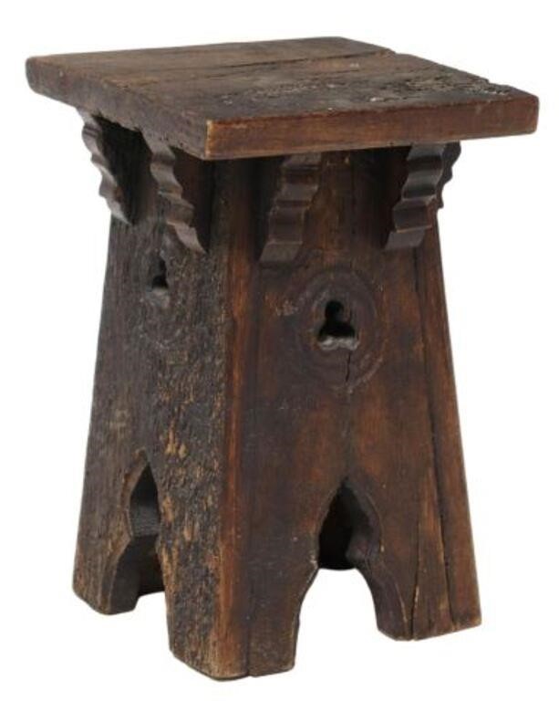 FRENCH GOTHIC OAK TABOURET OR