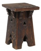 FRENCH GOTHIC OAK TABOURET OR