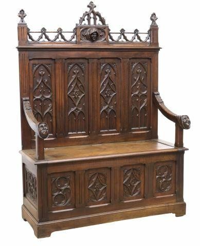 FRENCH GOTHIC REVIVAL CARVED HALL