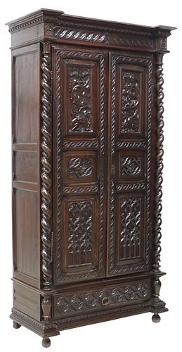FRENCH GOTHIC REVIVAL CARVED OAK