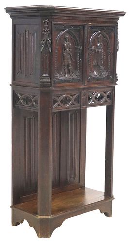 FRENCH GOTHIC REVIVAL CARVED OAK