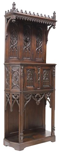 FRENCH GOTHIC REVIVAL CARVED OAK
