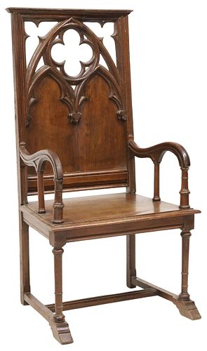 FRENCH GOTHIC REVIVAL CARVED OAK