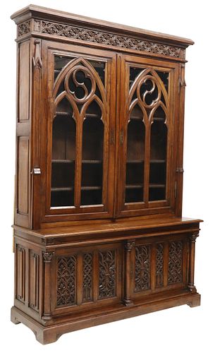 FRENCH GOTHIC REVIVAL CARVED OAK