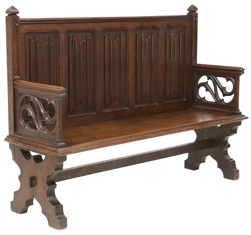 FRENCH GOTHIC REVIVAL CARVED OAK