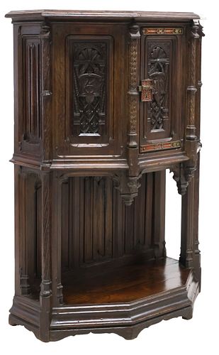 FRENCH GOTHIC REVIVAL CARVED OAK