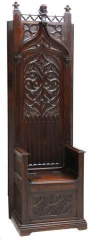 FRENCH GOTHIC REVIVAL CARVED OAK