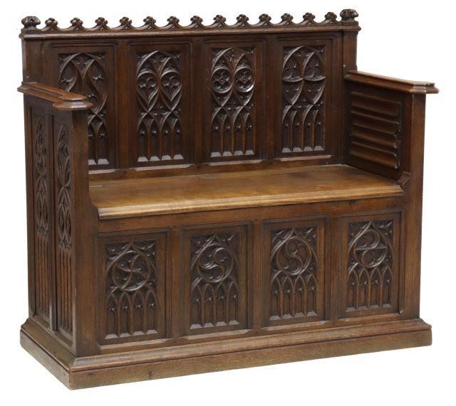 FRENCH GOTHIC REVIVAL CARVED OAK