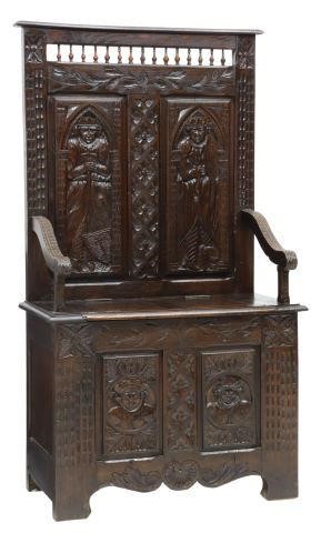 FRENCH GOTHIC REVIVAL CARVED OAK
