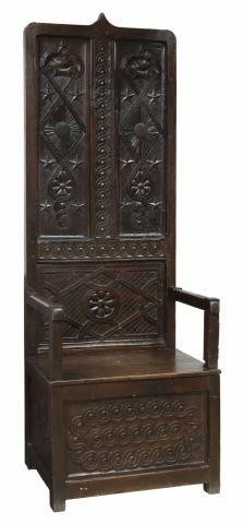 FRENCH GOTHIC REVIVAL CARVED OAK