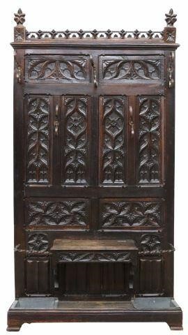 FRENCH GOTHIC REVIVAL CARVED OAK