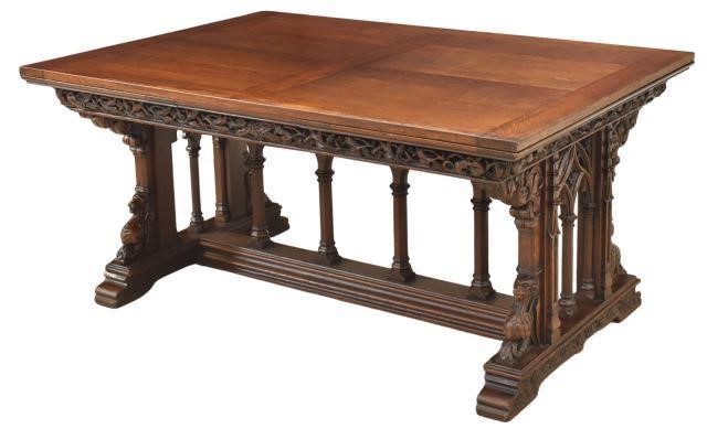 FRENCH GOTHIC REVIVAL CARVED OAK