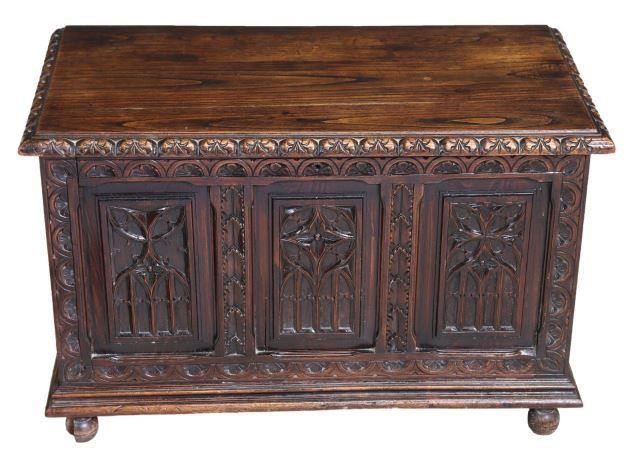 FRENCH GOTHIC REVIVAL CARVED OAK