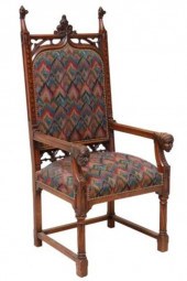FRENCH GOTHIC REVIVAL UPHOLSTE