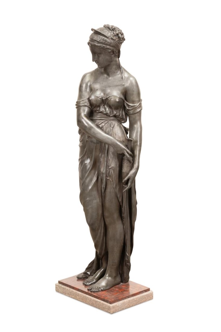 FRENCH GRECIAN STANDING WOMAN METAL