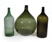 FRENCH GREEN GLASS DEMIJOHN AN