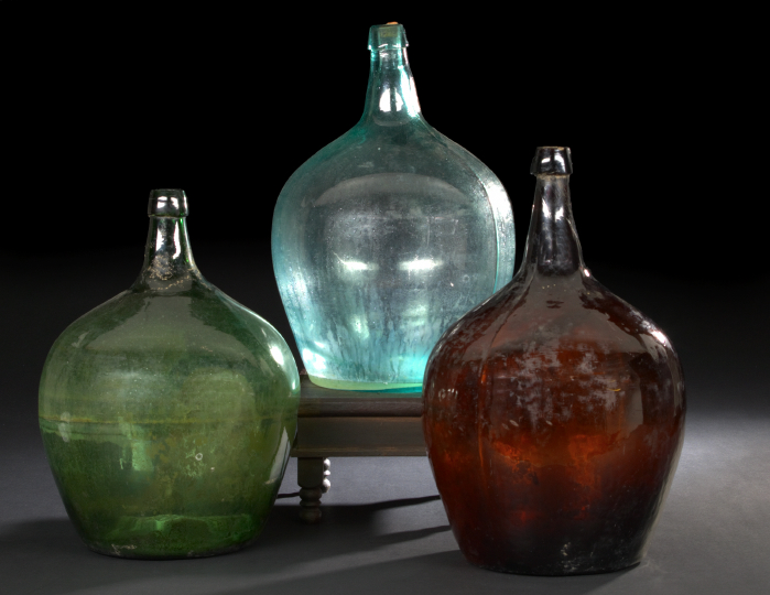 French Green Glass Wine Jug,  early