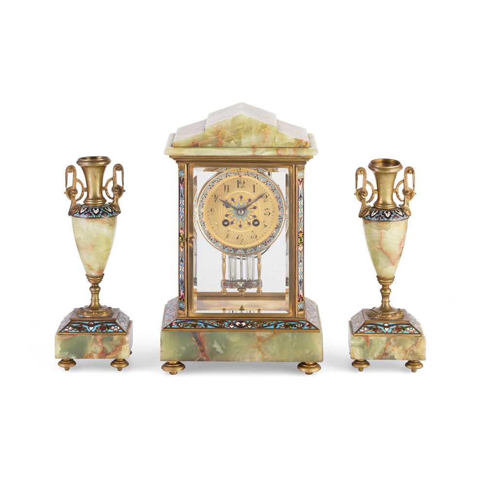 FRENCH GREEN ONYX AND CHAMPLEVÉ