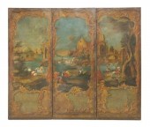 FRENCH HAND-PAINTED THREE-PANE