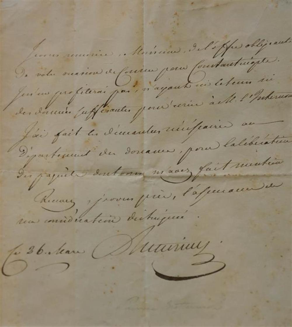 FRENCH HANDWRITTEN LETTER, 18-1/2 X