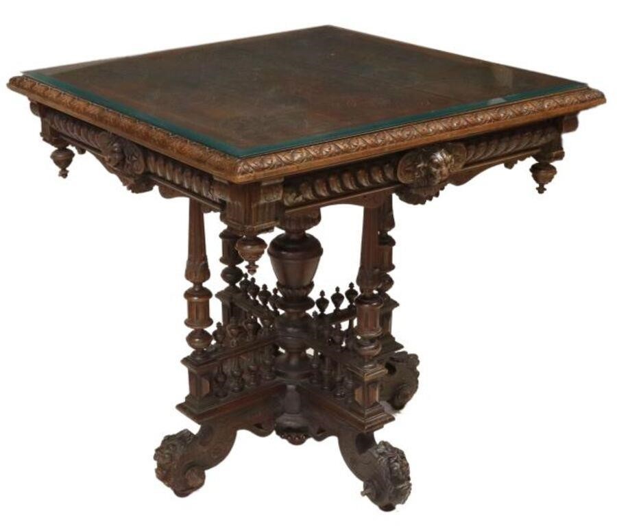 FRENCH HENRI II CARVED WALNUT
