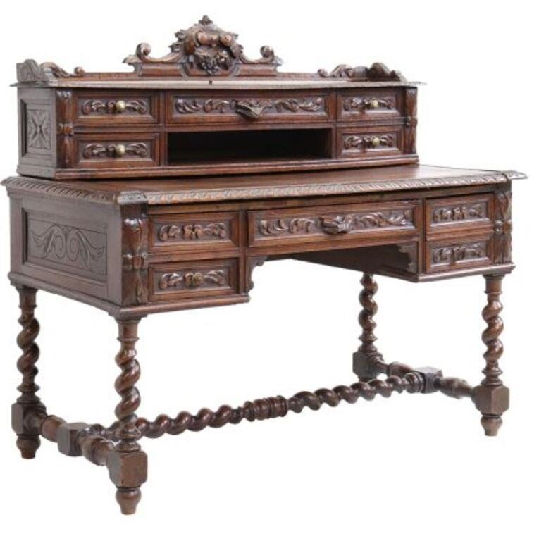 FRENCH HENRI II STYLE CARVED OAK