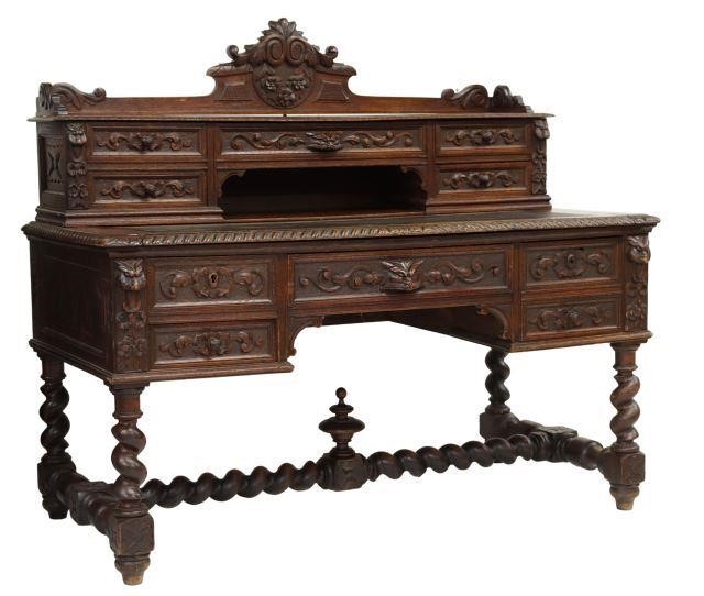 FRENCH HENRI II STYLE CARVED OAK