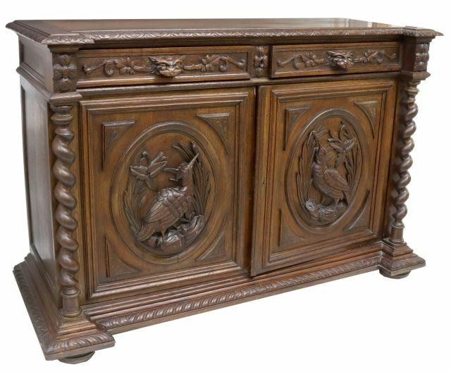 FRENCH HENRI II STYLE CARVED OAK