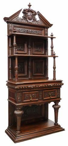 FRENCH HENRI II STYLE CARVED WALNUT