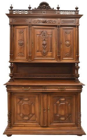 FRENCH HENRI II STYLE CARVED WALNUT