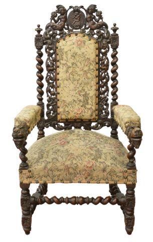 FRENCH HENRI II STYLE CARVED OAK