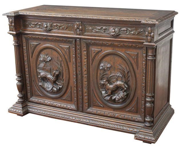 FRENCH HENRI II STYLE CARVED OAK