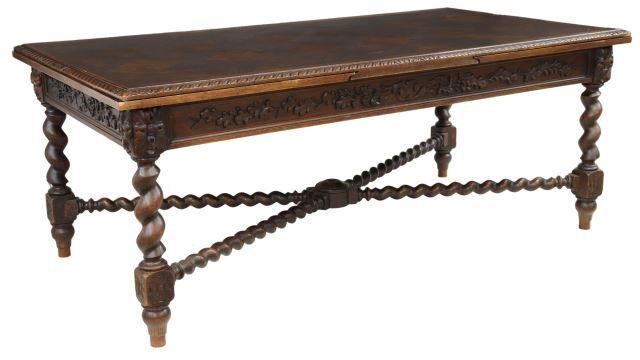FRENCH HENRI II STYLE OAK DRAW-LEAF