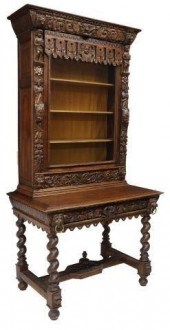 FRENCH HENRI II STYLE OAK SECR