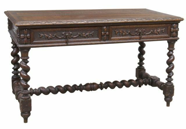 FRENCH HENRI II STYLE OAK WRITING