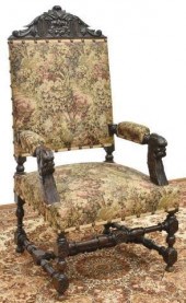 FRENCH HENRI II STYLE UPHOLSTE
