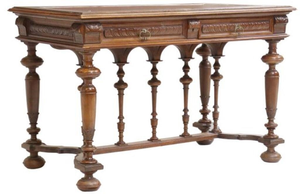 FRENCH HENRI II STYLE WALNUT BUREAU