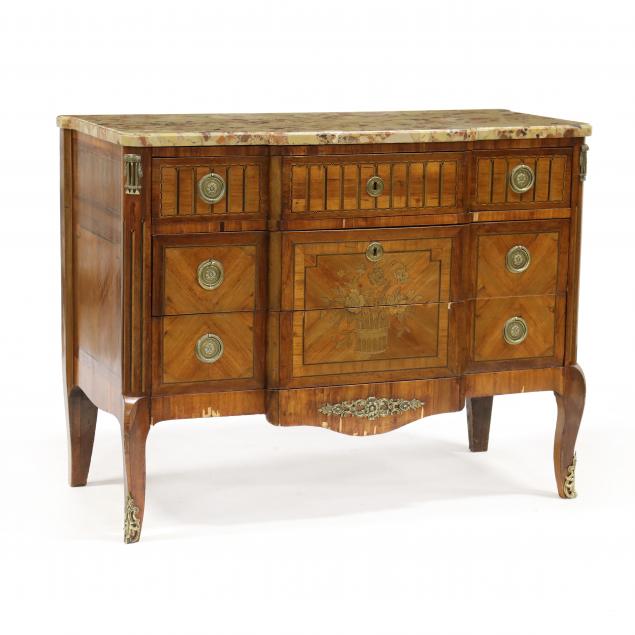 FRENCH INLAID MAHOGANY MARBLE TOP