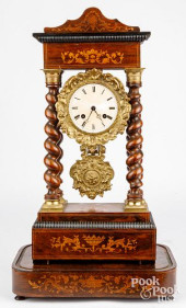 FRENCH INLAID PORTICO CLOCK, 1