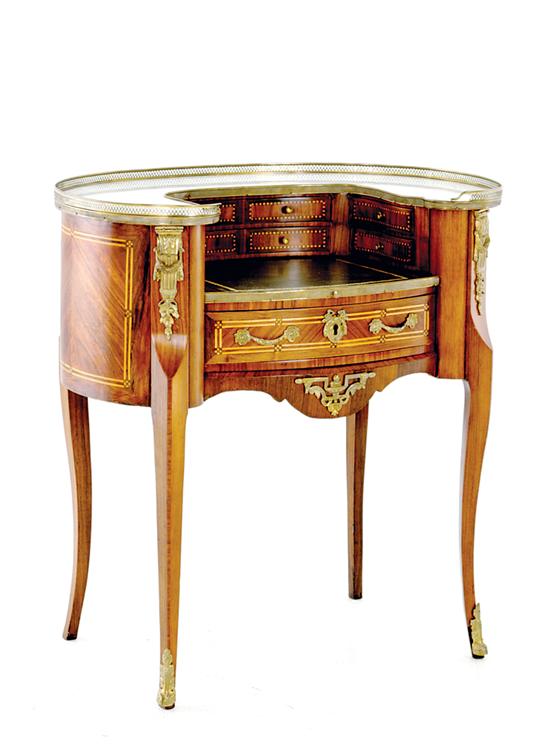 French inlaid rosewood marbletop