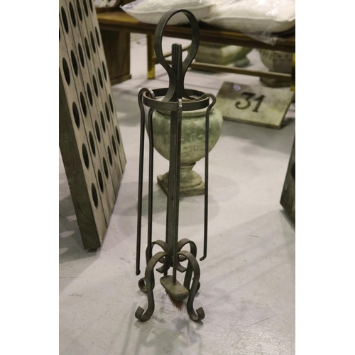 French iron fire tools and stand,