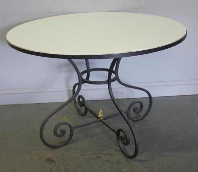 French Iron Milk Glass Round