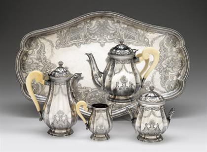 French ivory mounted silver five