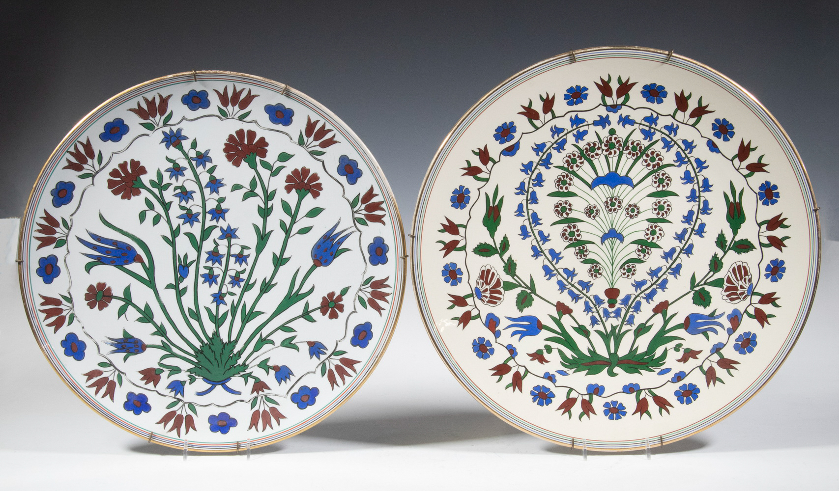 FRENCH IZNIK STYLE CHARGERS, ONE