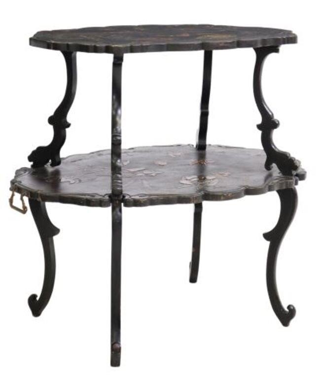 FRENCH JAPANNED TWO-TIER TEA